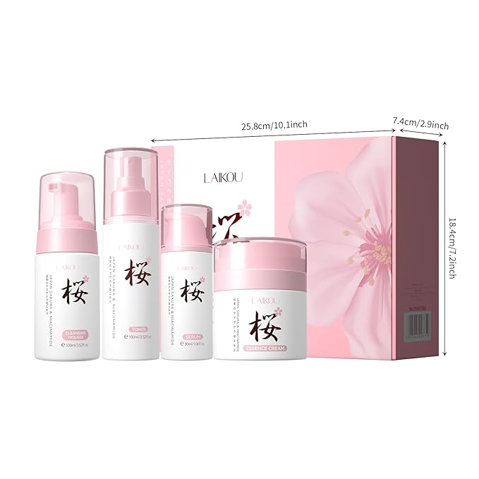 Skin Care, Skin Care Set, Skin Care Kit with Cleansing Mousse, Toner, Serum, Essence Cream Women Beauty Gift Sets 4pcs for Women Teen Girls Mom Daughter Mother's Day Birthday Christmas-Velvo Beauty