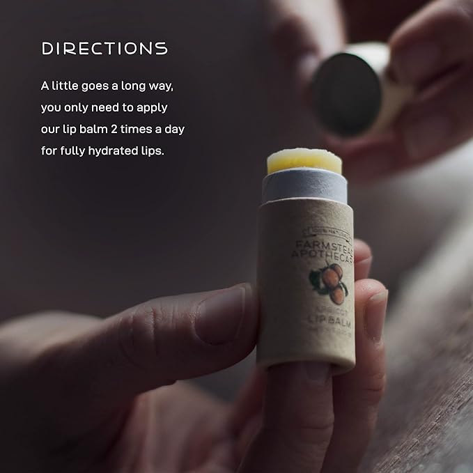 Farmstead Apothecary 100% Natural Lip Balm with Organic Beeswax, Organic Shea Butter & Organic Coconut Oil, Apricot 0.2oz (Pack of 2)-Velvo Beauty