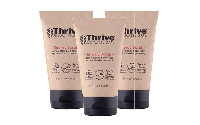 Thrive Natural Care Face Scrub for Men & Women - Exfoliating Face Wash with Anti-Oxidants Improves Skin Texture, Unclogs Pores & Helps Prevent Ingrown Hairs - Pack of 3-Velvo Beauty