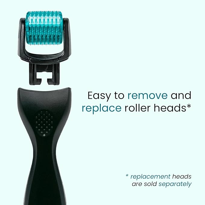 Gin Amber Beauty Derma Roller with Replaceable Head Design – 192 Real individual needles, Micro Needling Roller for Face, Beard, and Scalp Care, 0.25mm Face Roller-Velvo Beauty