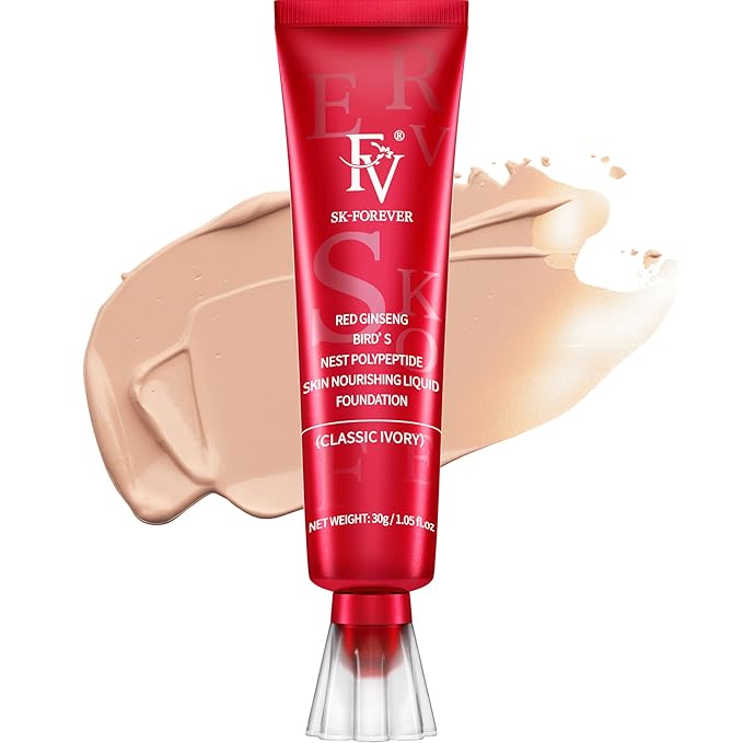 FV Waterproof Foundation with Medium Coverage, Oil-free & Long Lasting, Lightweight, Matte Foundation for Oily/Normal Skin, Sweat-resistant Liquid Makeup Foundation for Face, 30g, Classic Ivory-Velvo Beauty
