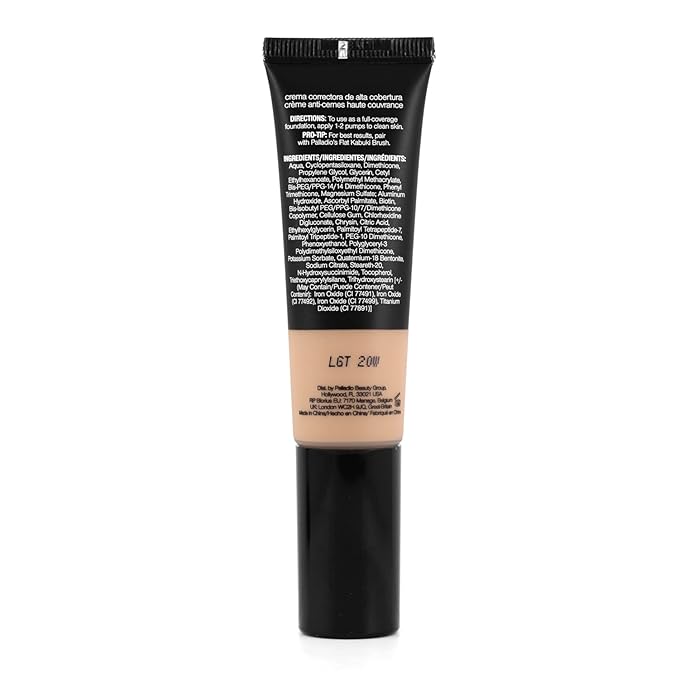 Palladio Full-Coverage Color Correction CC Cream, Oil-Free with Peptides & Vitamin C, Best for Correcting Redness and Uneven Skin Tone, Buildable Foundation Coverage (Light 20W)-Velvo Beauty