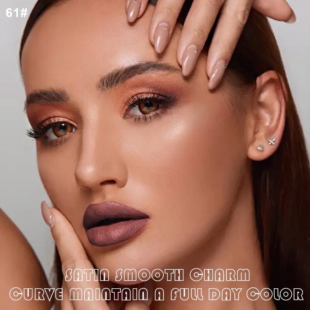 evpct 2Pcs Nuetral Nude Matte Lip Liner and Lipstick Combo Set for Women, Nude Lip Combo Set Liquid Lips Stick Gloss and Lipliner Stain Set Long Lasting Waterproof, Lips Makeup Pack 24 Hours originale-Velvo Beauty