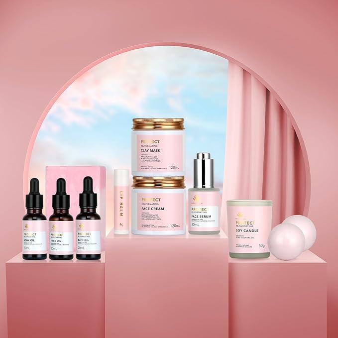 Mother's Day Gift, Spa Gifts 28pcs Rose Facial Skin Care Set for Women, Face Cream, Bath Oil, Serum, Shower Accessories - Bath and Body & Facial Kit - Birthday, Christmas, Valentine's, Bridal Shower-Velvo Beauty