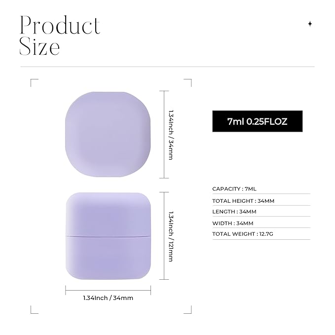 0.25 oz（7g） Empty Lip Balm Square Containers Tubes Lipstick 12 Pieces for Make Natural Lip Balm Lip Care - DIY & BPA FREE (Purple)-Velvo Beauty