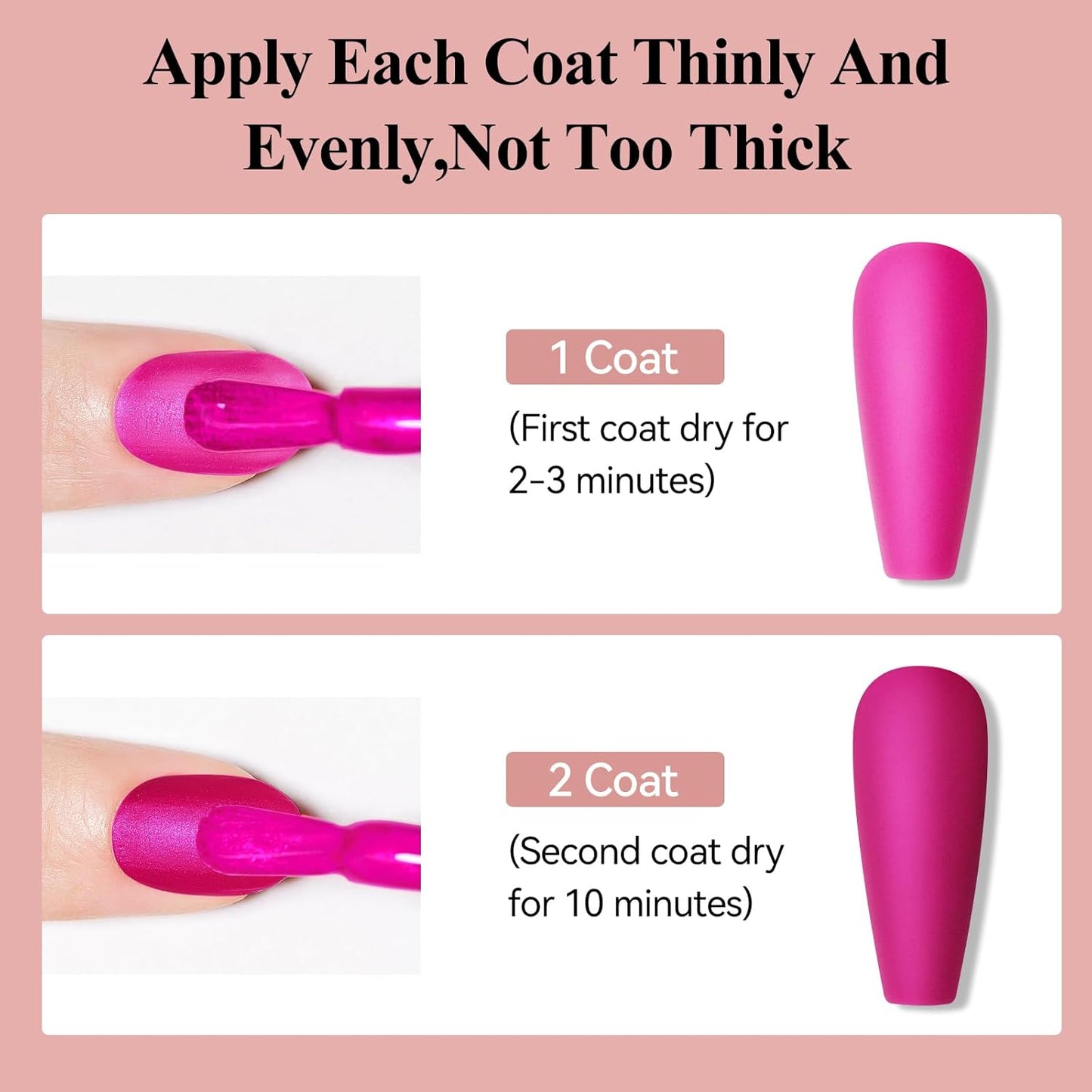 Matte Nail Polish, Air Quick Dry, Hot Pink Nail Lacquer Matte Finish, High Pigmented Long Lasting & Fast Drying Velvet Nail Polish For Nail Art, Mist Effect 12ml-Velvo Beauty
