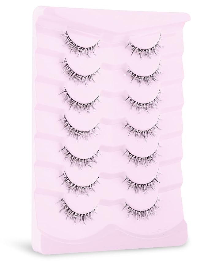 Onlyall Natural Lashes Short Eyelashes Wispy Lashes Natural Look Soft False Eyelashes False Eye Lashes Faux Mink Eyelashes 7 Pairs D2-Velvo Beauty