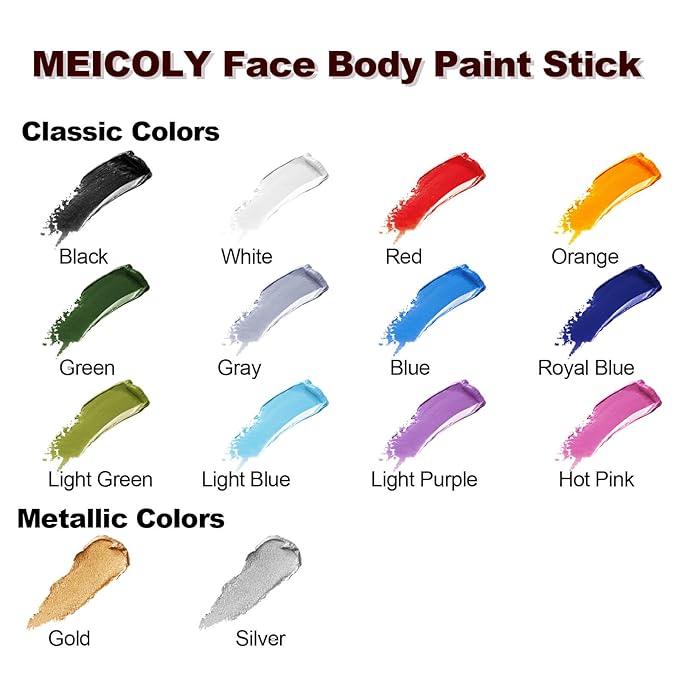 MEICOLY Black White Face Body Paint Stick Kit,1.06Oz Clown White Makeup Kit,2pcs Halloween Face Paint Grease Cream Mime Sticks,Joker Zombie Vampire Skeleton Cosplay with 2pcs Sponges-Velvo Beauty