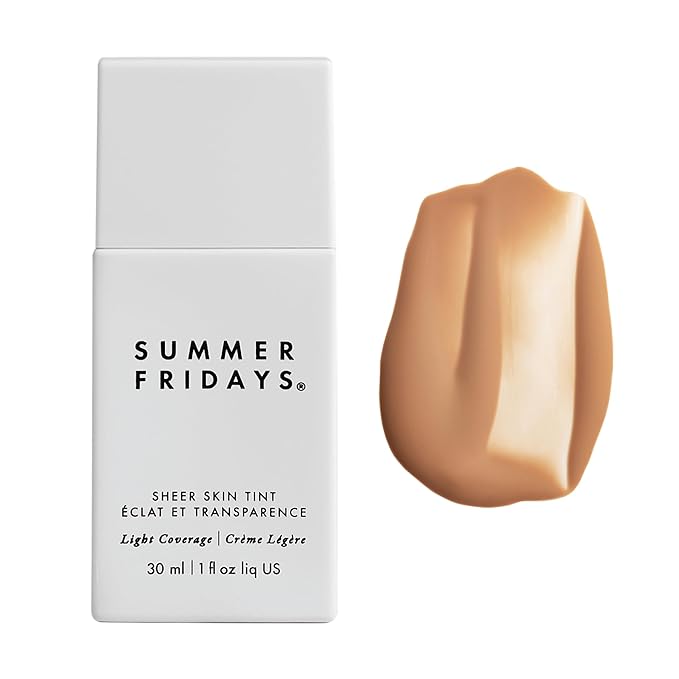Summer Fridays Sheer Skin Tint - Skin Tint with Hyaluronic Acid - Helps Diminish Uneven Skin Tone - Sheer to Light Coverage - Shade 5 - Medium with Warm Neutral Undertones (1 Fl Oz)-Velvo Beauty