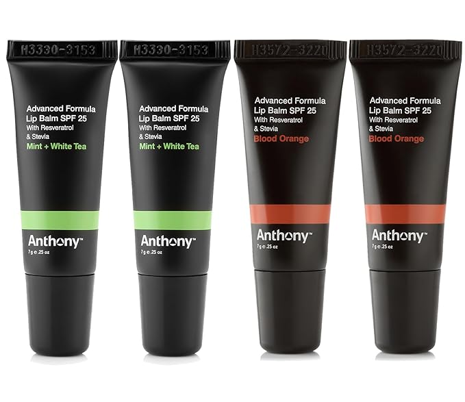 Anthony 25 SPF Lip Balm with Sunscreen for Lips – Contains Green Tea Extract, Shea Butter & Vitamin E – Moisturizing Repair Care Treatment for Chapped & Dry Lips 4-Pack-Velvo Beauty