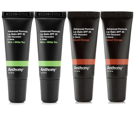 Anthony 25 SPF Lip Balm with Sunscreen for Lips – Contains Green Tea Extract, Shea Butter & Vitamin E – Moisturizing Repair Care Treatment for Chapped & Dry Lips 4-Pack-Velvo Beauty