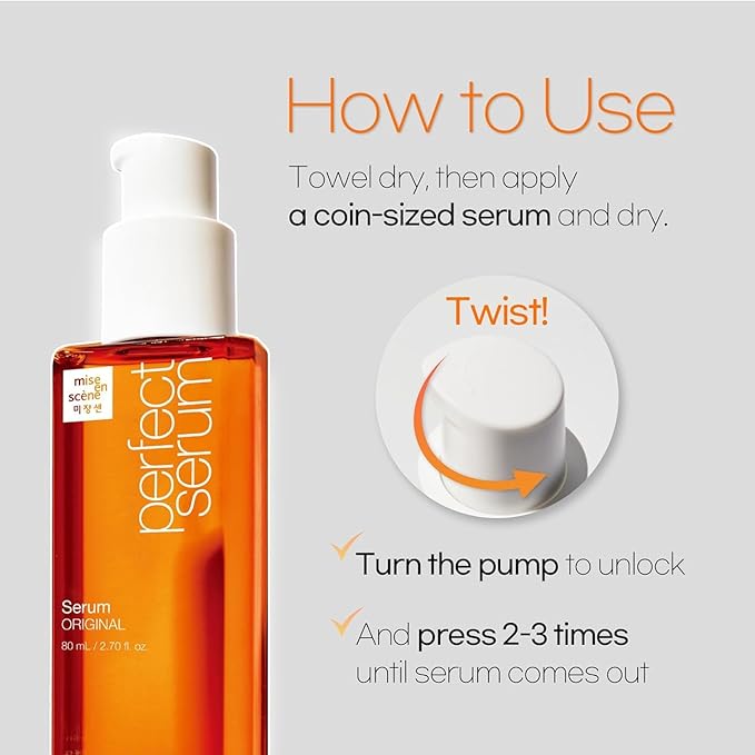Mise En Scene PerfectSerum Original - HairOil for Frizzy & Dry, Hydration and Nutrition Hairy Essence for Damage Care, Korean HairCare Product, Hair Serum 2.71 Fl. Oz.-Velvo Beauty