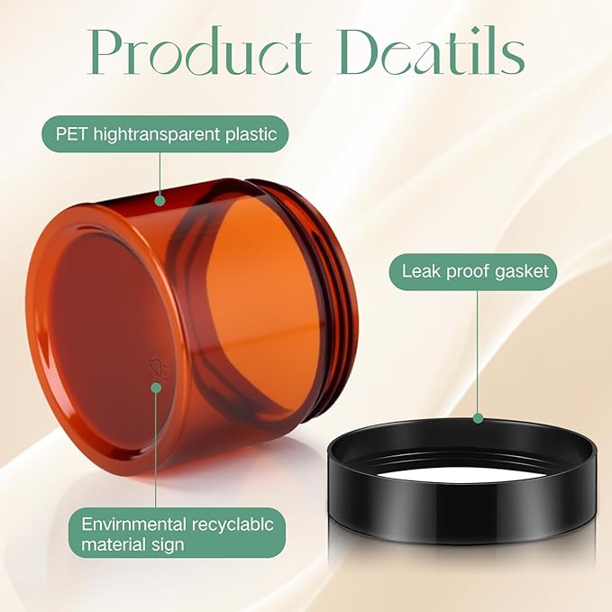 SATINIOR 24 Pieces Empty Clear Plastic Jars with Lids Round Storage Containers Wide Mouth for Beauty Product Cosmetic Cream Lotion Liquid Butter Craft and Food(Amber Lid,6 oz)-Velvo Beauty