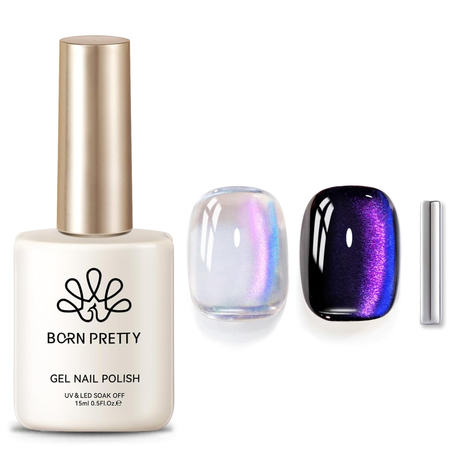 Born Pretty Cat Magnetic Gel Nail Polish Heaven Purple Chameleon Holorgraphic Cat Magnetic Eye Gel Polish Glitter Gel Polish-Velvo Beauty