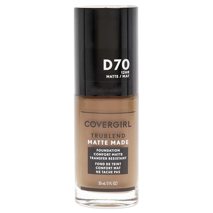 COVERGIRL Trublend Matte Made Liquid Foundation, D70 Cappuccino, 1.01 Fl Oz, 2 Count-Velvo Beauty