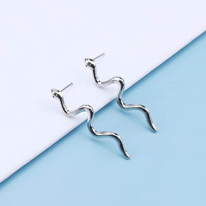 Vintage Snake Dangle Earrings Punk Snake Drop Earrings Gold Snake Stud Earrings Boho Serpent Earrings Jewelry for Women (Gold)-Velvo Beauty