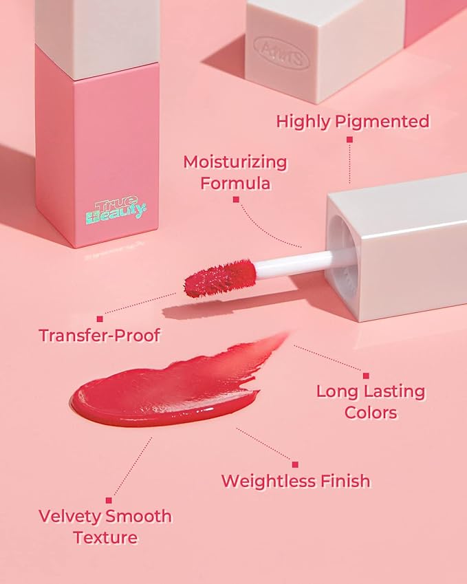 AMTS Webtoon True Beauty - 01 Some Love | Pink Lip Tint Stain | High Pigment Liquid Waterful Shine Non-Sticky Long-Wearing Long-Lasting | True Beauty Cute Pink Makeup-Velvo Beauty