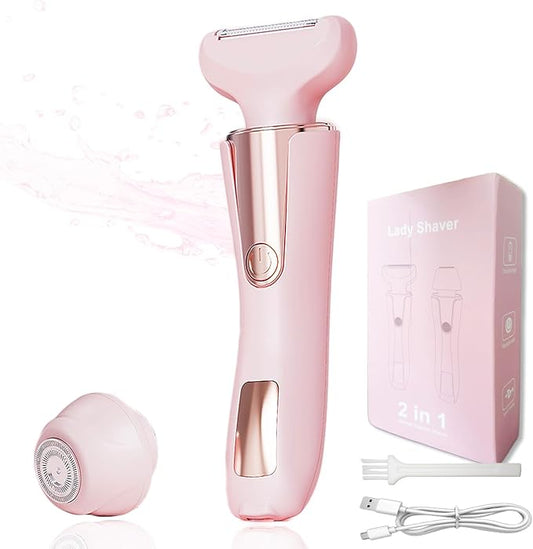 Bikini Trimmer for Women 3 in 1 Body Shaver | No Nick Replaceable Dual Heads | Rechargeable Electric Razors for Pubic Hair with LCD Display | Women's Bikini Area, Face, Legs & Underarms Trimmer-Velvo Beauty