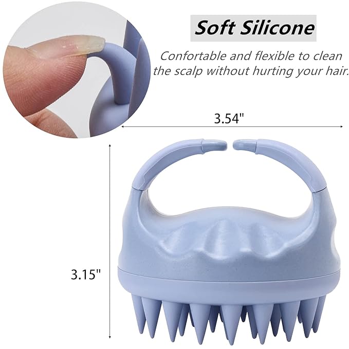 Silicone Hair Scalp Massager Shampoo Brush Scalp Scrubber Hair Washing Brush Exfoliating Brush Head Scrubber for Shower - Blue-Velvo Beauty