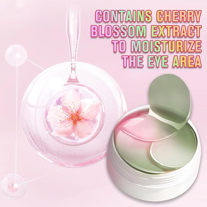 Under Eye Patches for Dark Circles, 30 Pairs Retinol Collagen Eye Gels Mask, Eye Patches for Dark Circles and Puffiness, Anti Aging Moisturizer For Women Gift, Crystal Cherry Blossom Color Eye Masks-Velvo Beauty