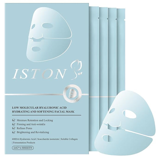 ISTON Overnight Collagen Face Mask - Intense Hydration & Anti-Aging - With 5 Hyaluronic Acids, Peptides & Plant Extracts - Reduce Fine Lines, Plump Skin, Minimize Pores -4Pack-Velvo Beauty