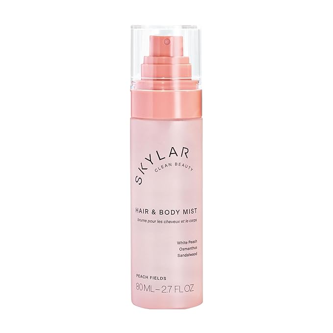 Skylar Peach Fields Hair & Body Mist | Hypoallergenic & Clean Fragrance | Vegan, Cruelty Free, and Safe For Sensitive Skin | 80 ML, 2.7 Fl Oz-Velvo Beauty