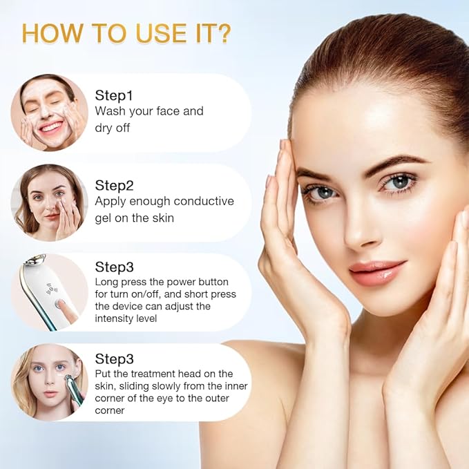 Puffy Eyes Treatment | Eye Puffiness | Eye Bags | Crows Feet | Fine Line Reducing - TS-Lifter Technology(Minor Stings) + Radio Frequency - 2 in 1 Professional RF Eye Anti Aging Device-Velvo Beauty