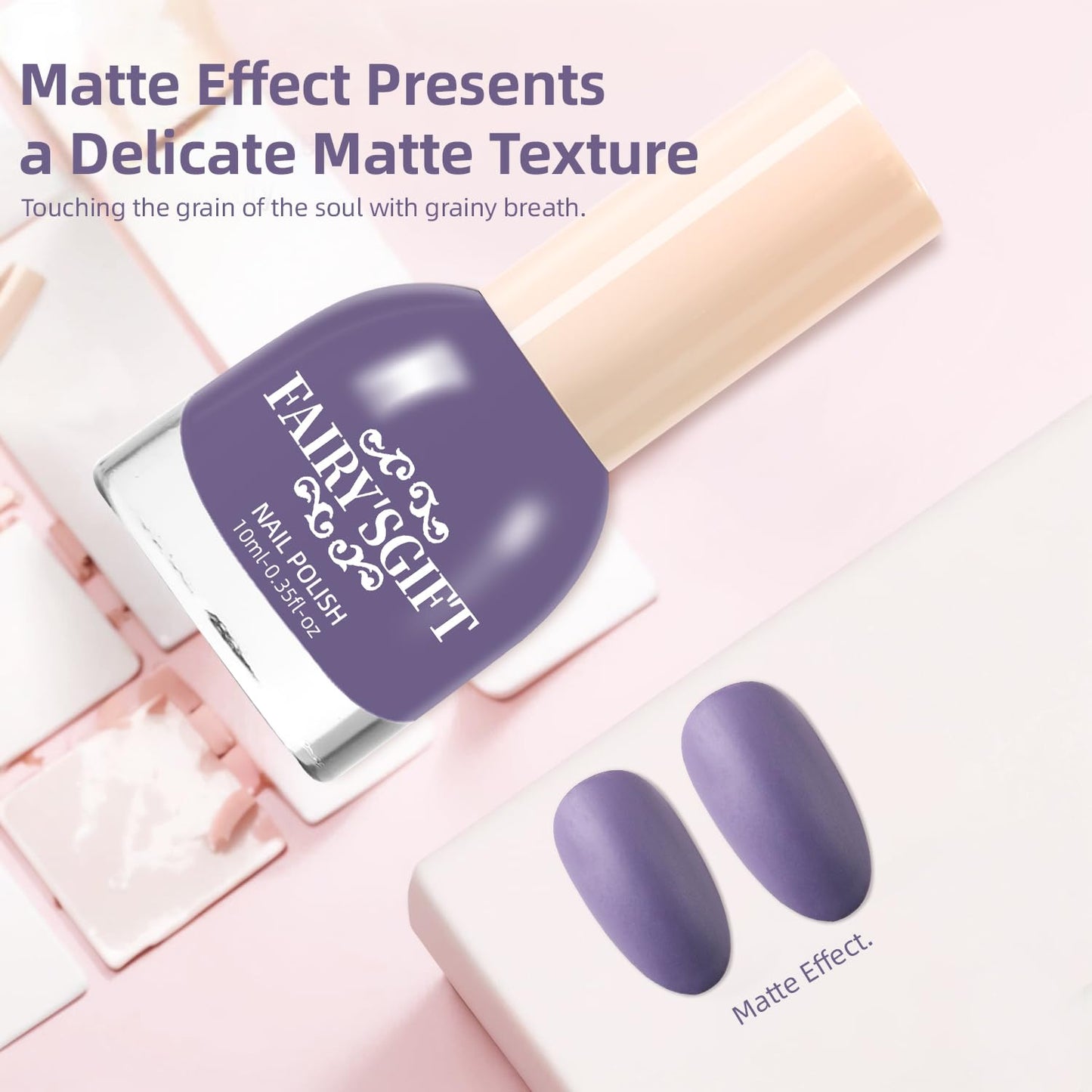 Matte Nail Polish Air Dry Nail Lacquer for Nail Art Varnish, Mist Effect Matte Finish Velvet Nail Polish, 0.35 fl oz (Dusty Blue-06, 10 ML)-Velvo Beauty