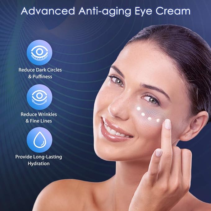 Brightening Vitamin C Eye Gel Cream for Dark Circles & Puffiness, Eye Cream to Help Reduce Fine Lines & Crow's Feet, Boost Hydrating Under Eye Treatment with Hyaluronic Acid & Peptides-Velvo Beauty