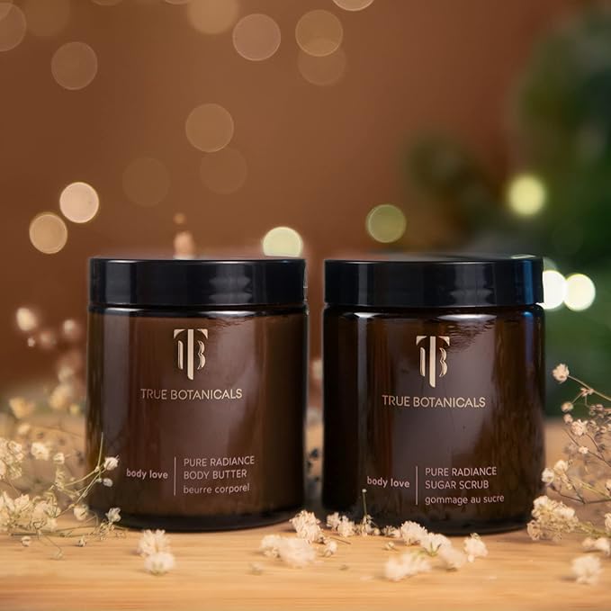 True Botanicals - Body Love Pure Radiance Duo | Non-Toxic, Cruelty-Free | Sugar Scrub & Body Butter, Exfoliate + Moisturize for Dewy Glow | MADE Safe-Velvo Beauty