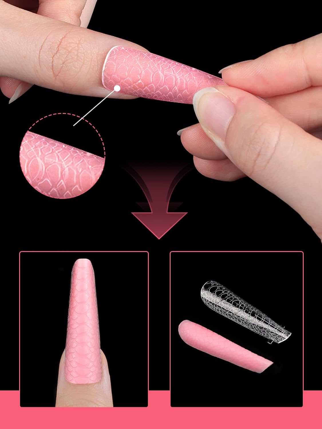 EBANKU Dual Forms for Poly Extension Gel, Poly Nail Forms Molds Stiletto Oval Nail Extension Tips for Gel Manicure Nail Art Design Salon&DIY-120PCS 3D Snake Pattern-Velvo Beauty