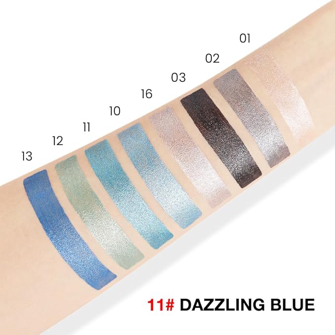 evpct Dazzling Blue Shimmer Cream Eye Shadow Brightener Sticks Set for Eyes, Blue Shimmery Matte Pencil Eye shadow Applicator Stick Pen Palette Makeup Waterproof sombras en crema para ojos 11#-Velvo Beauty