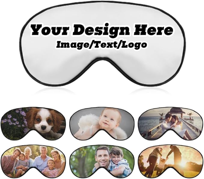 Customize Eye Mask Personalized Sleep Mask Upload Your Image Text Logo Custom Eye Cover with Adjustable Strap for Men Women Friends Brothers and Sisters, White, 8.1"x4.1"-Velvo Beauty