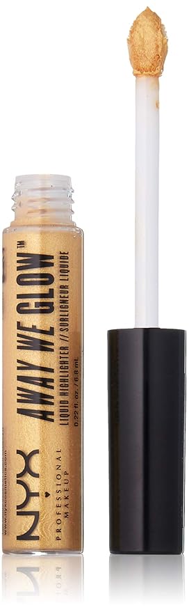 NYX Professional Makeup Away We Glow Liquid Highlighter, Golden Hour, 0.22 Fluid Ounce-Velvo Beauty