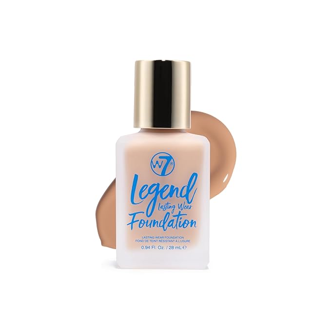 W7 Legend Foundation - Creamy Liquid Foundation for Poreless, Semi-Matte Medium Coverage - 28ml (Toffee)-Velvo Beauty