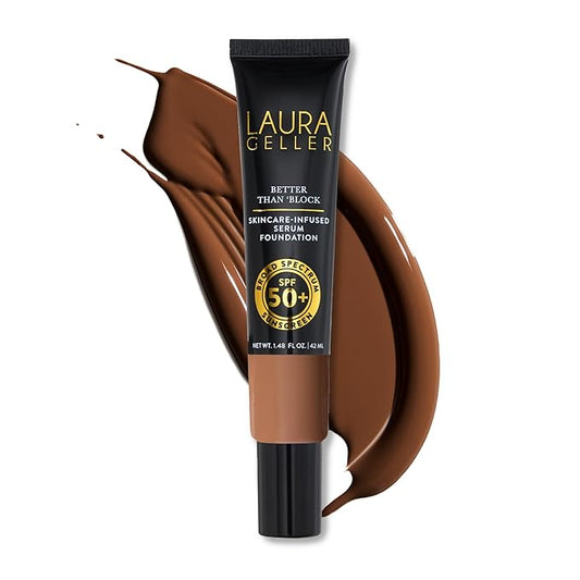 LAURA GELLER NEW YORK Better Than ‘Block Skincare-Infused Serum Foundation with Broad Spectrum SPF 50+, Deep-Velvo Beauty
