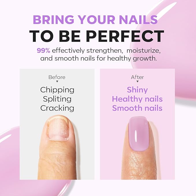 modelones Nail Strengthener Jelly Purple Nail Repair for Damaged Nails Strengthening Polish 15ml Nail Growth and Strengthener Natural Concealer Foundation Nail Care Gifts for Women-Velvo Beauty
