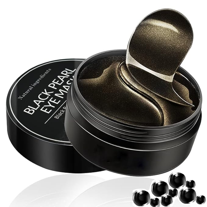 Under Eye Patches, Eye Mask Black Pearl, Puffy Eyes Dark Circles Brighten Treatments, 60PCS Collagen Under Gel Pad for Lighten Wrinkles Anti-Aging, Fine Lines Eye Bags Women Men-Velvo Beauty