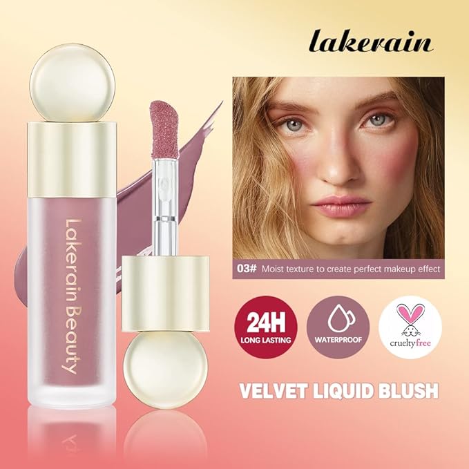 Soft Velvet Liquid Blush Face Makeup Matte Cream Blush for Cheek Weightless,Long-Lasting,Natural-Looking,Smudge Proof,Dewy Finish Skin Tint Blush Makeup(#05)-Velvo Beauty