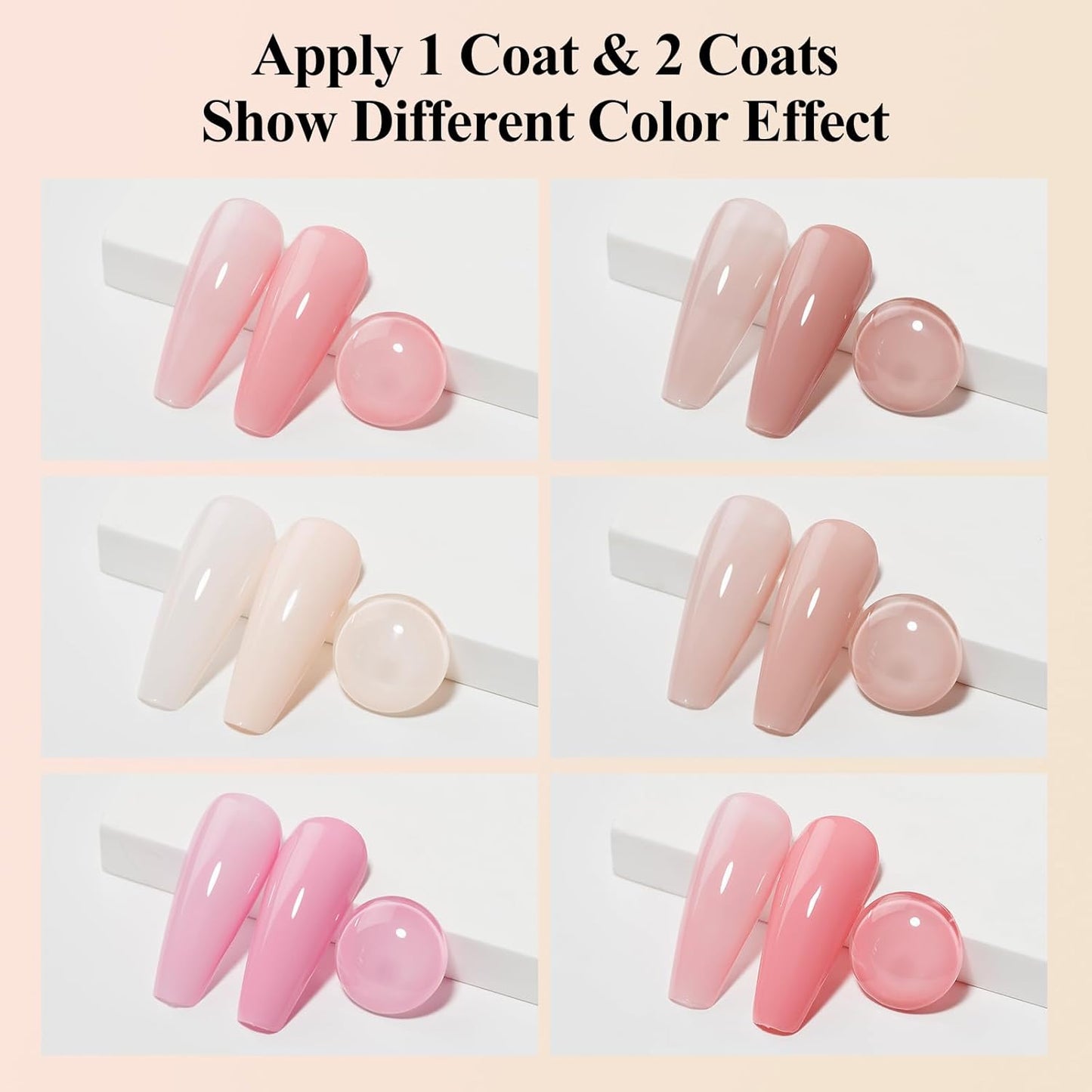 Nude Nail Polish Set: Quick Dry Nail Lacquer Non Ge Regular Sheer Colors White Nude Light Pink Natural Fingerpolish Fast Drying DIY Salon Gift For Women, 6 Colors 8lm/0.27fl.oz-Velvo Beauty