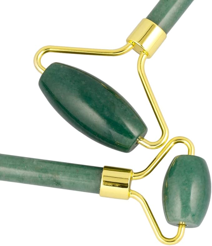 mookaitedecor Green Aventurine Stone Roller for Face Massage Neck, Anti-Aging Facial Massager with Double Rollers-Velvo Beauty