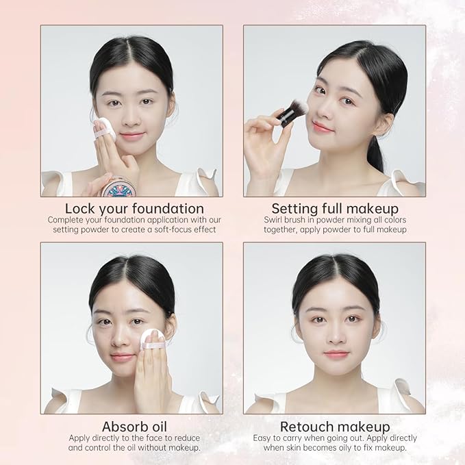 CATKIN Poreless Finish Loose Setting Powder Makeup, Translucent Matte Finishing Makeup for All Skin Tones, 3 Colors Even Skin Tone – 0.42 oz Includes Velour Puff-Velvo Beauty