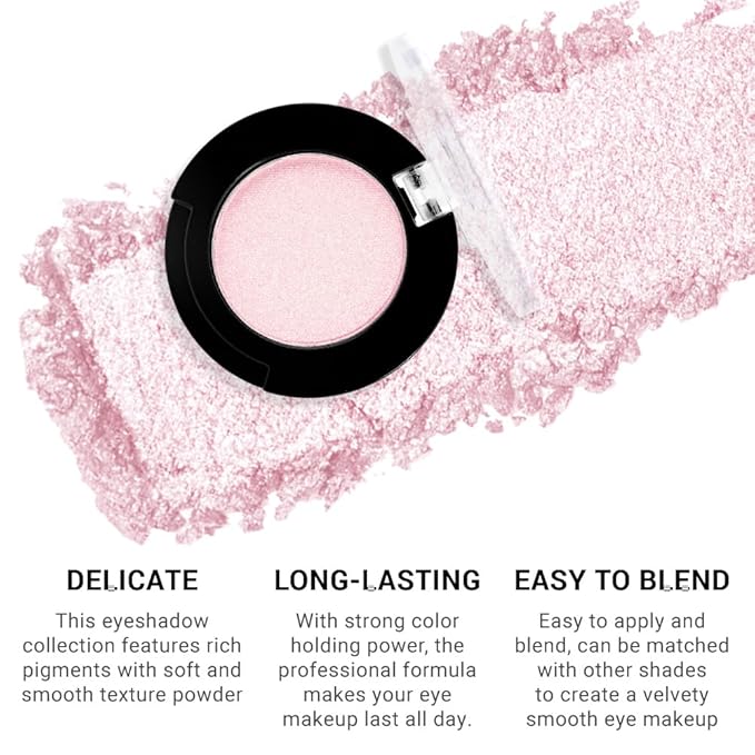 Monochrome Glitter Eyeshadow Makeup Palette, Highly Pigmented Rose Gold Eyeshadow Palette, Shimmer Pressed Powder Eye shadow Makeup, Single Vegan Eye Shadow, Daily Evening Women Girls Eyeshadow Gift6#-Velvo Beauty