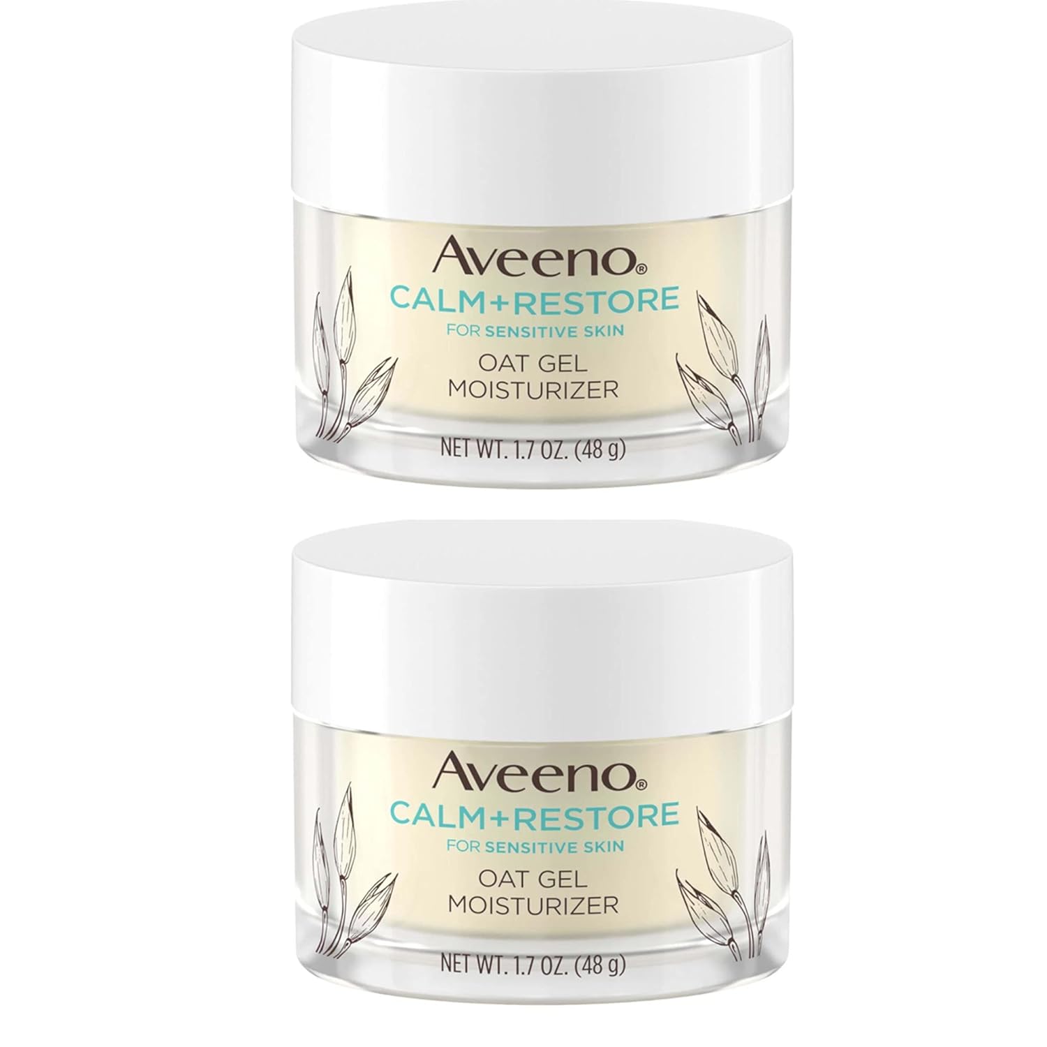 Aveeno Calm + Restore Triple Oat Hydrating Face Serum for Sensitive Skin Gentle and Lightweight Facial Serum to Smooth and Fortify Skin Hypoallergenic, Fragrance & Paraben-Free,1.7 fl. Oz (Pack of 2)-Velvo Beauty