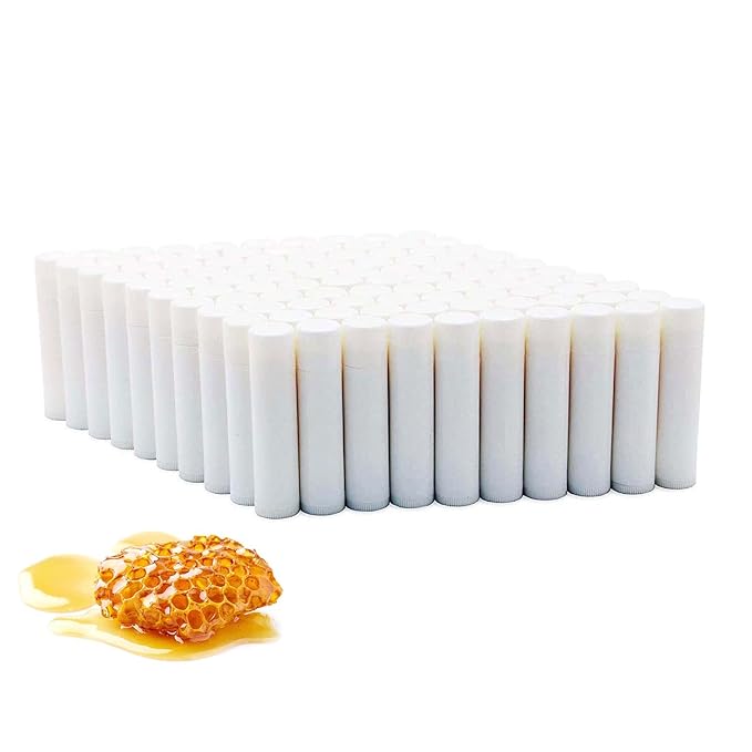 Natural Honey Lip Balm Bulk, Unlabeled Filled, 100 Pack | Add Your Own Labels For Party Favors, Gift Baskets, or Business Branding. For Men, Women, and Children-Velvo Beauty