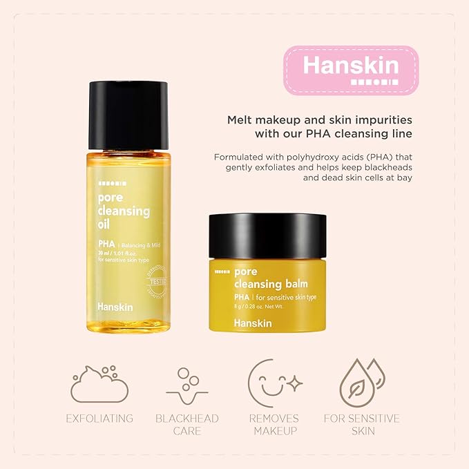 Hanskin Glass Skin On The Go Kit, Travel Friendly Hydrating Skincare Set for Glowing Skin, Cleansers, Skin Essence Toner and Moisturizer, Korean Skin Care [Set of 4 / 30 ml each]-Velvo Beauty