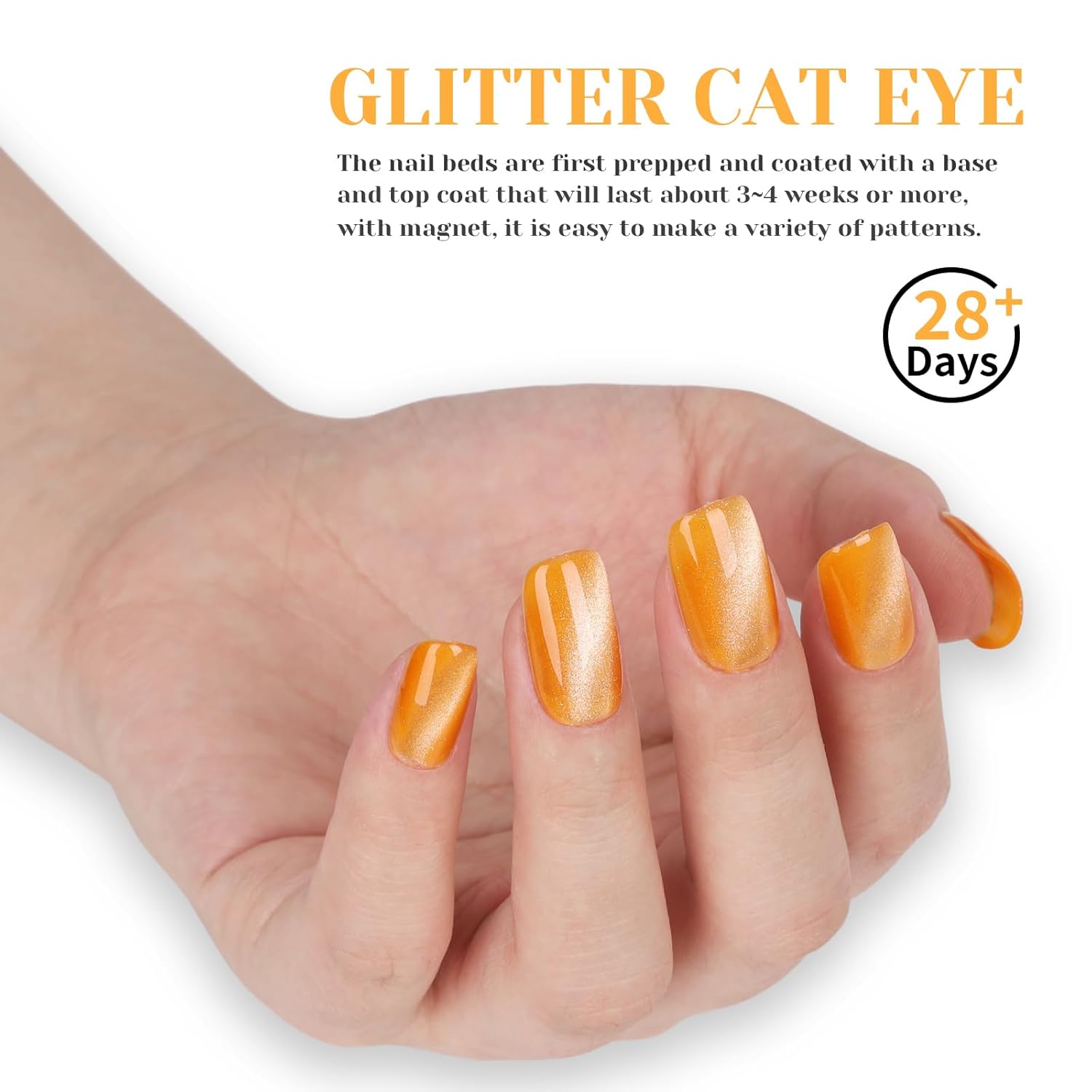 Light Orange Cat Eye Gel Nail Polish - Perfect for DIY at Home & Ideal Gift for Nail Art Lovers!-Velvo Beauty