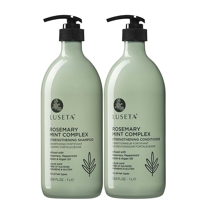 Luseta Rosemary Mint Strengthening Shampoo and Conditioner Set Nourish & Smooth Damaged Hair Thickening Shampoo for Thinning Hair,Add Shine for All Hair Types, for Men and Women 33.8oz×2-Velvo Beauty