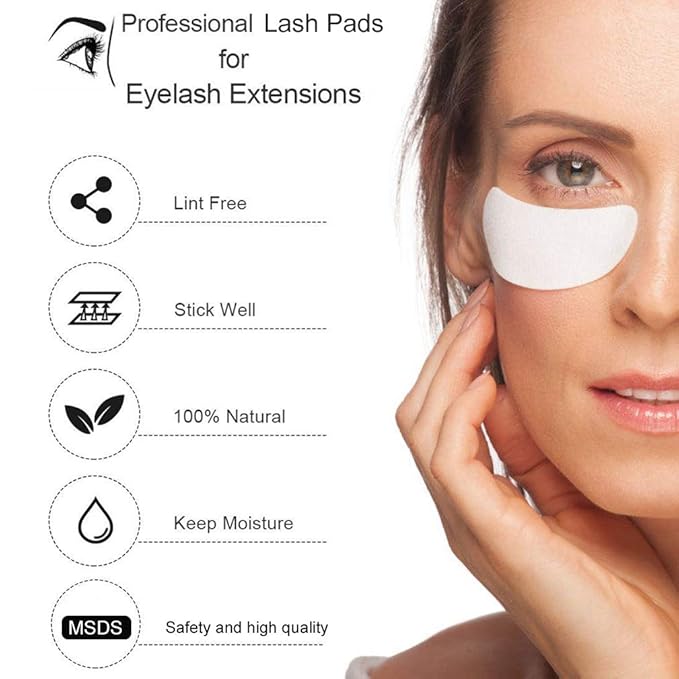 Eyelash Extension Eye Pad, 100 Pairs Under Eye Pads, Lint Free DIY False Lash Extension Beauty Makeup Hydrogel Gel Eye Patches with Transparent Cosmetic Bag-Velvo Beauty