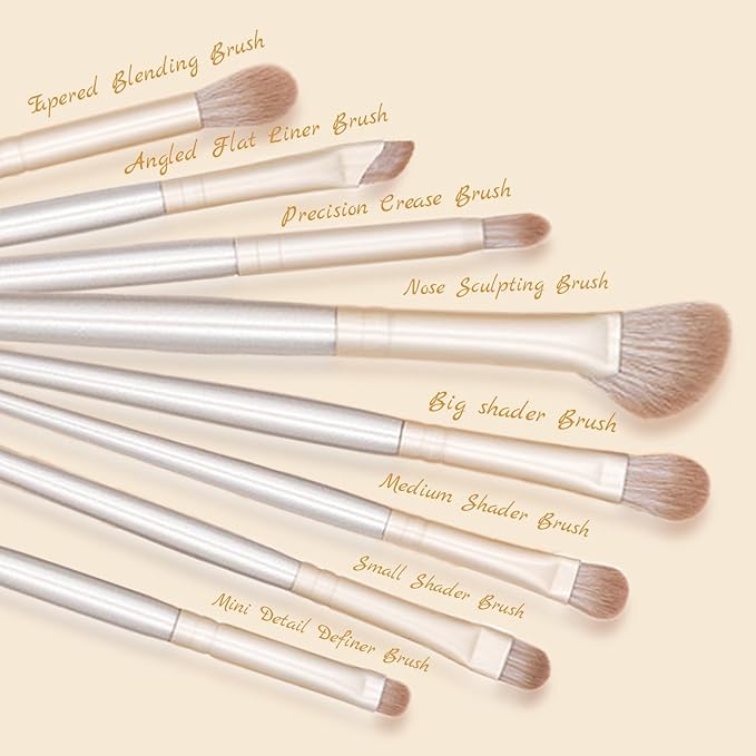 Eyeshadow Makeup Brushes Set with Case 8 PCS Soft Synthetic Hairs Eye Makeup Brushes for Blending Eyebrow Eyeliner Eyeshadow （Silver）-Velvo Beauty